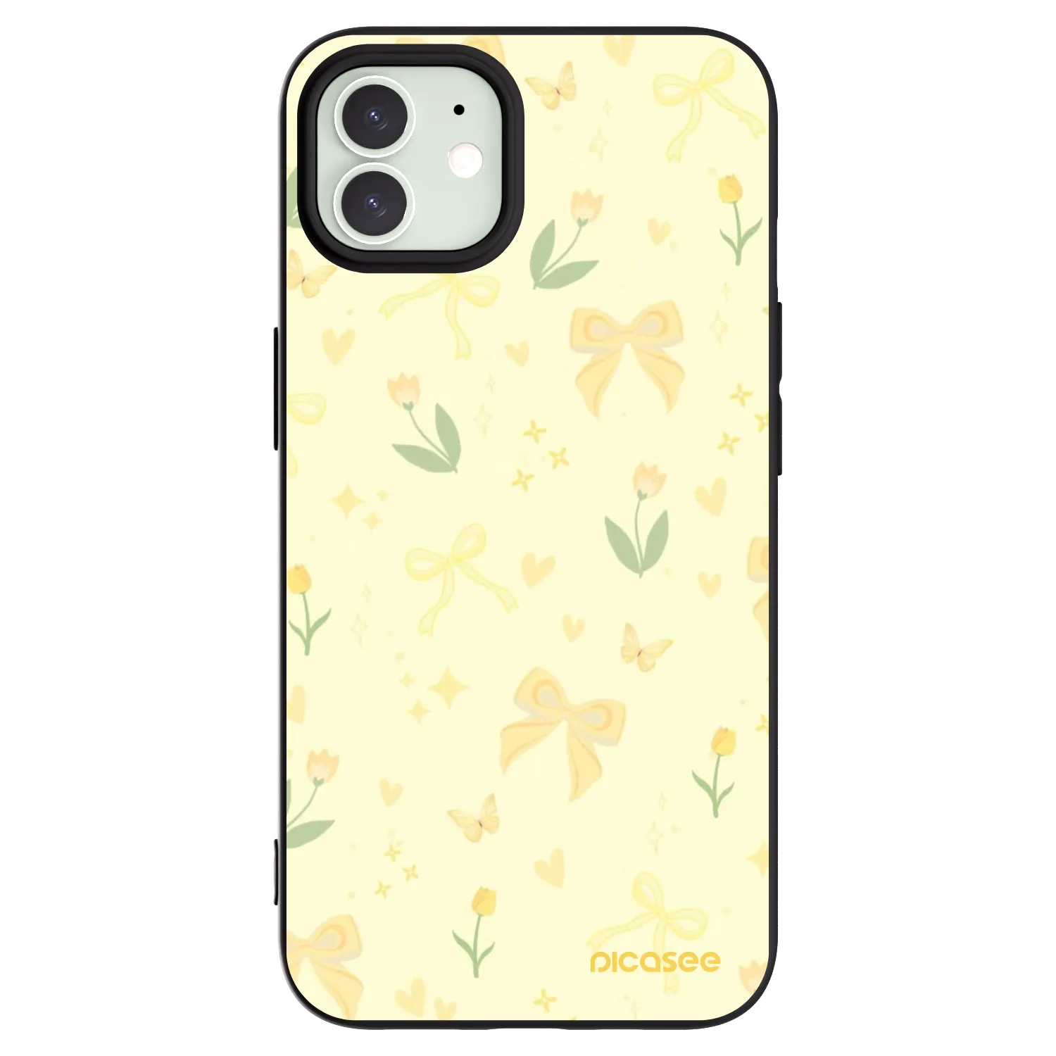 Picasee husă neagră din silicon pentru Apple iPhone 12 Pro - Honey Blossom