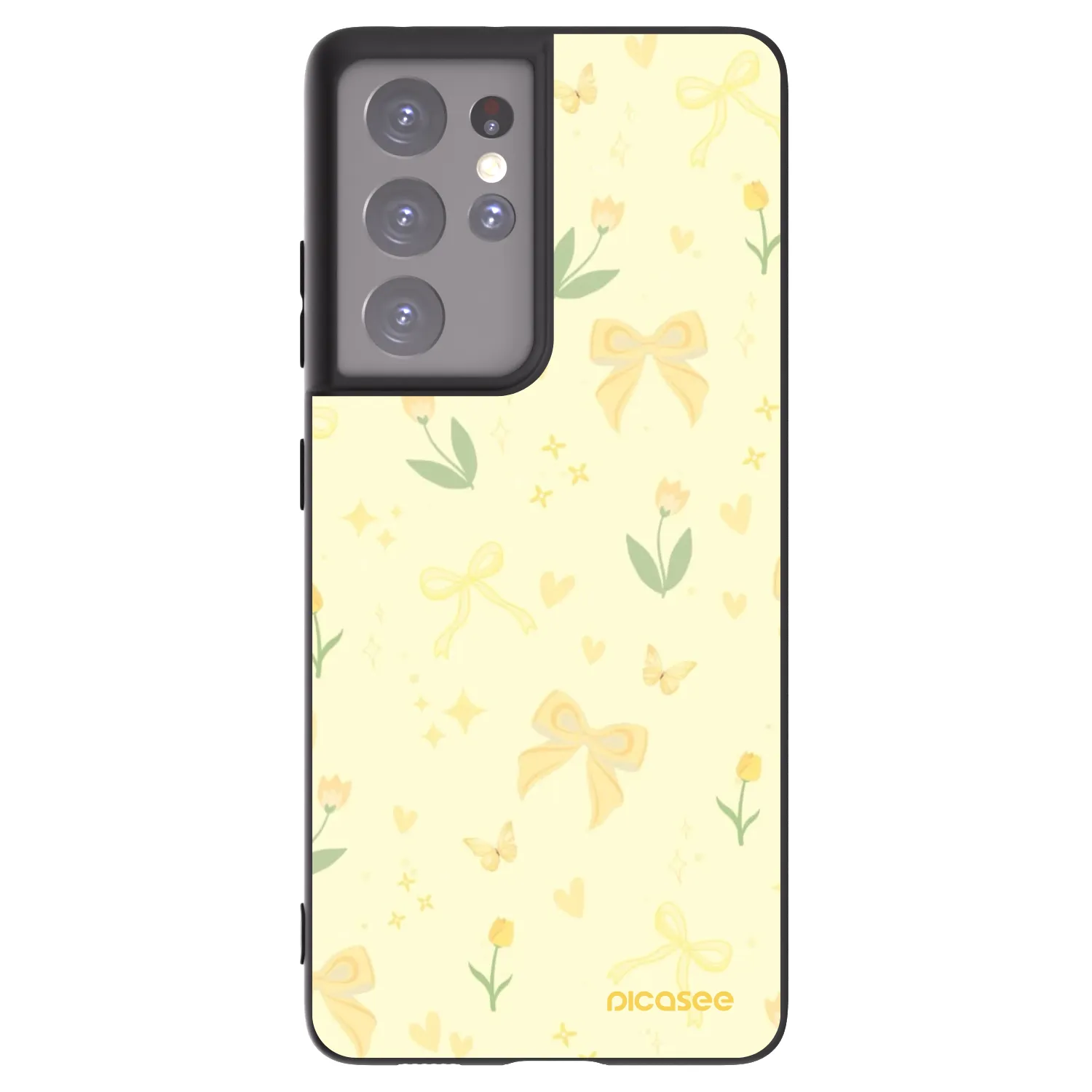 Picasee husă neagră din silicon pentru Samsung Galaxy S21 Ultra 5G G998B - Honey Blossom