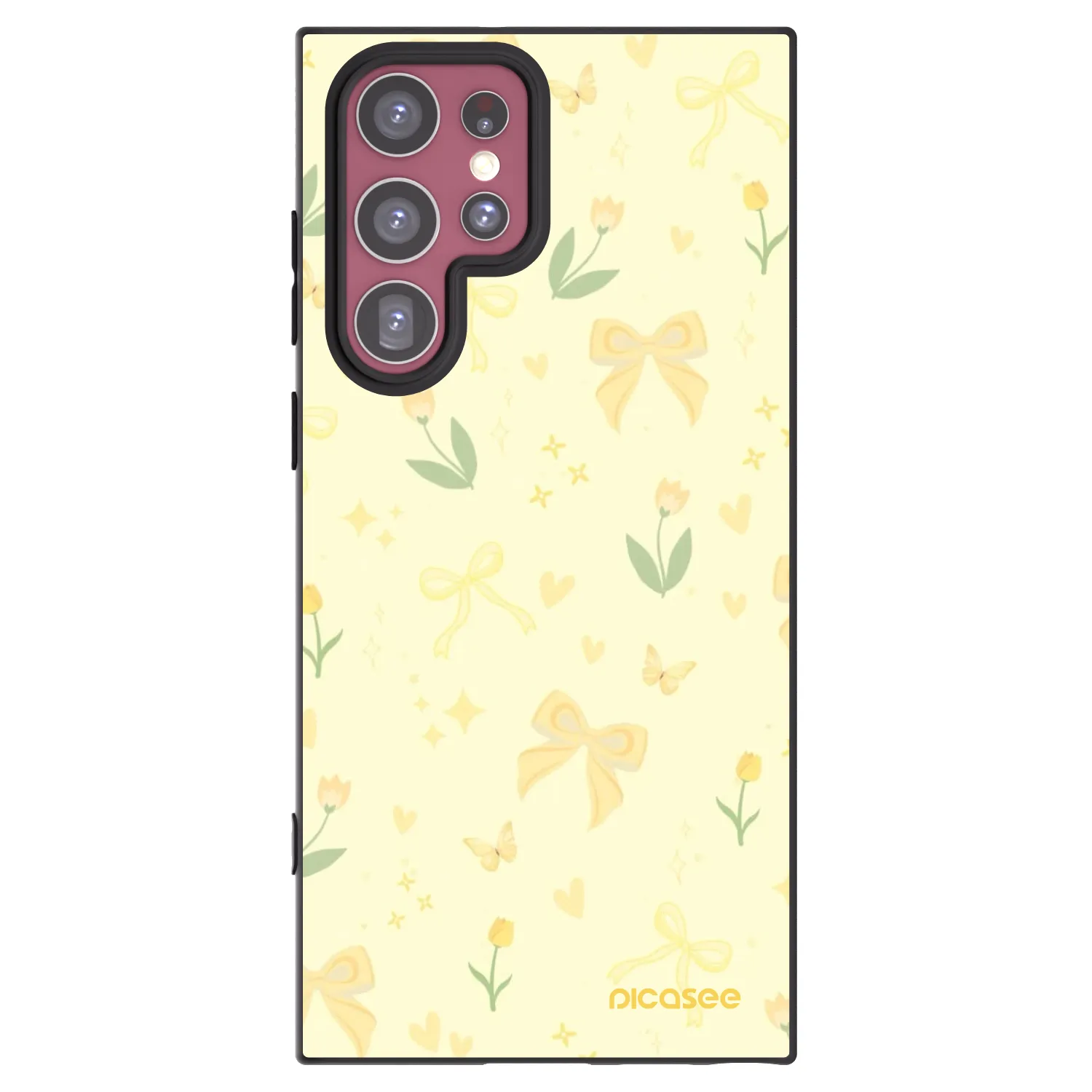 Picasee husă neagră din silicon pentru Samsung Galaxy S22 Ultra 5G - Honey Blossom