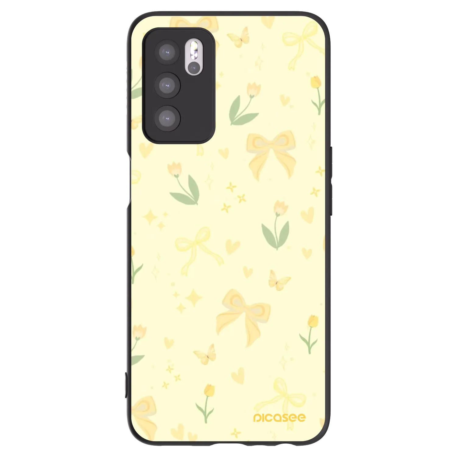 Picasee husă neagră din silicon pentru OPPO A16s - Honey Blossom