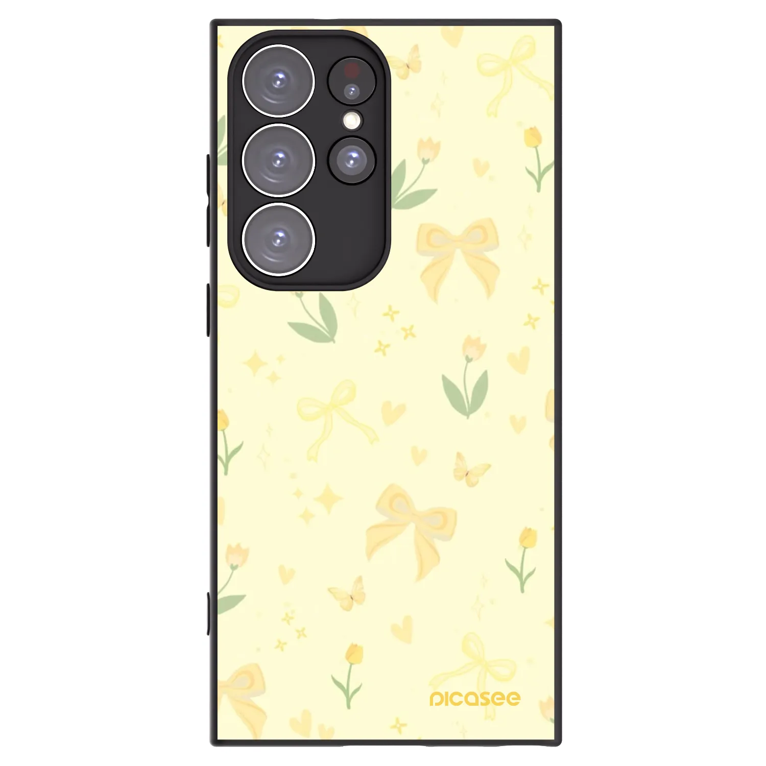 Picasee husă neagră din silicon pentru Samsung Galaxy S23 Ultra 5G - Honey Blossom