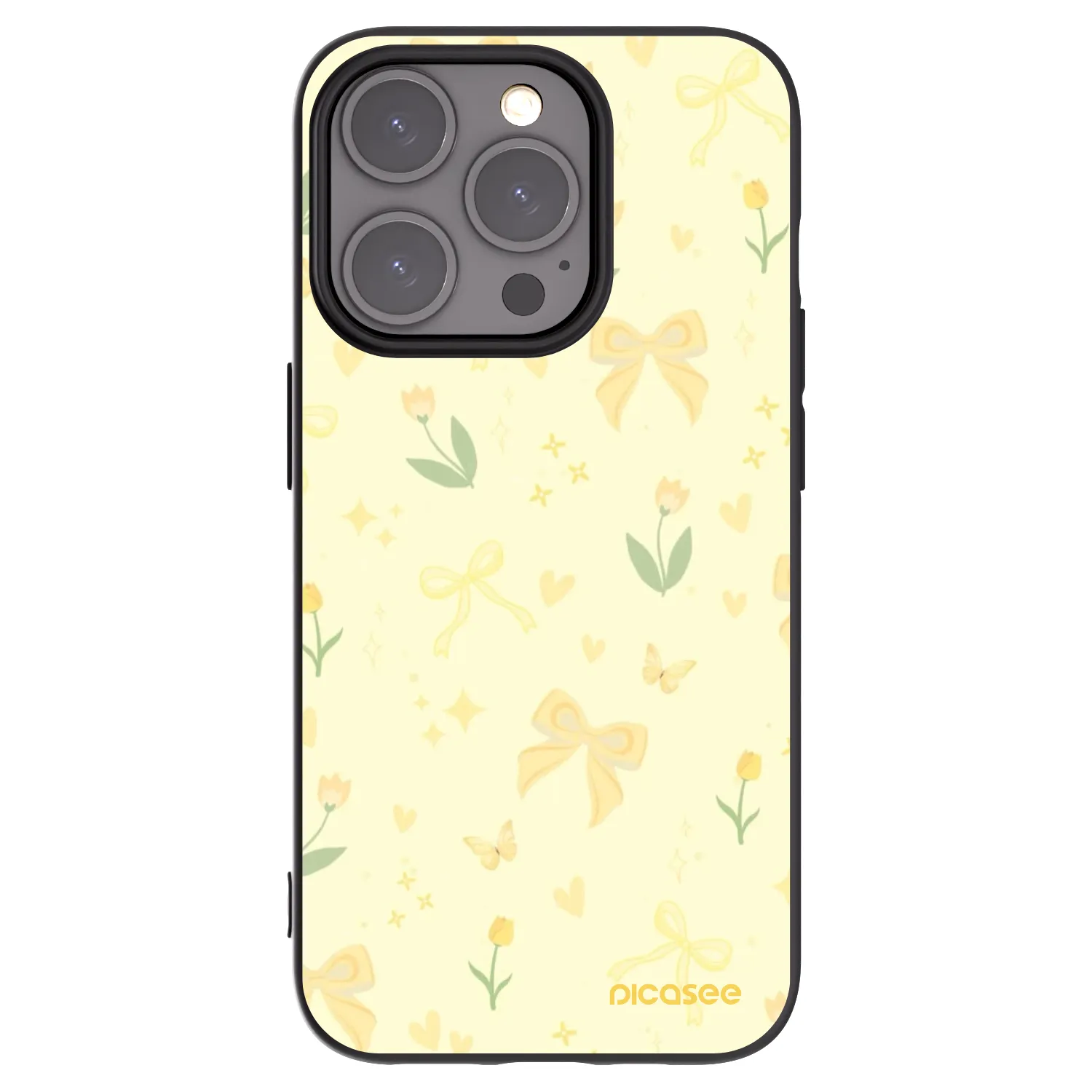 Picasee husă neagră din silicon pentru Apple iPhone 15 Pro - Honey Blossom