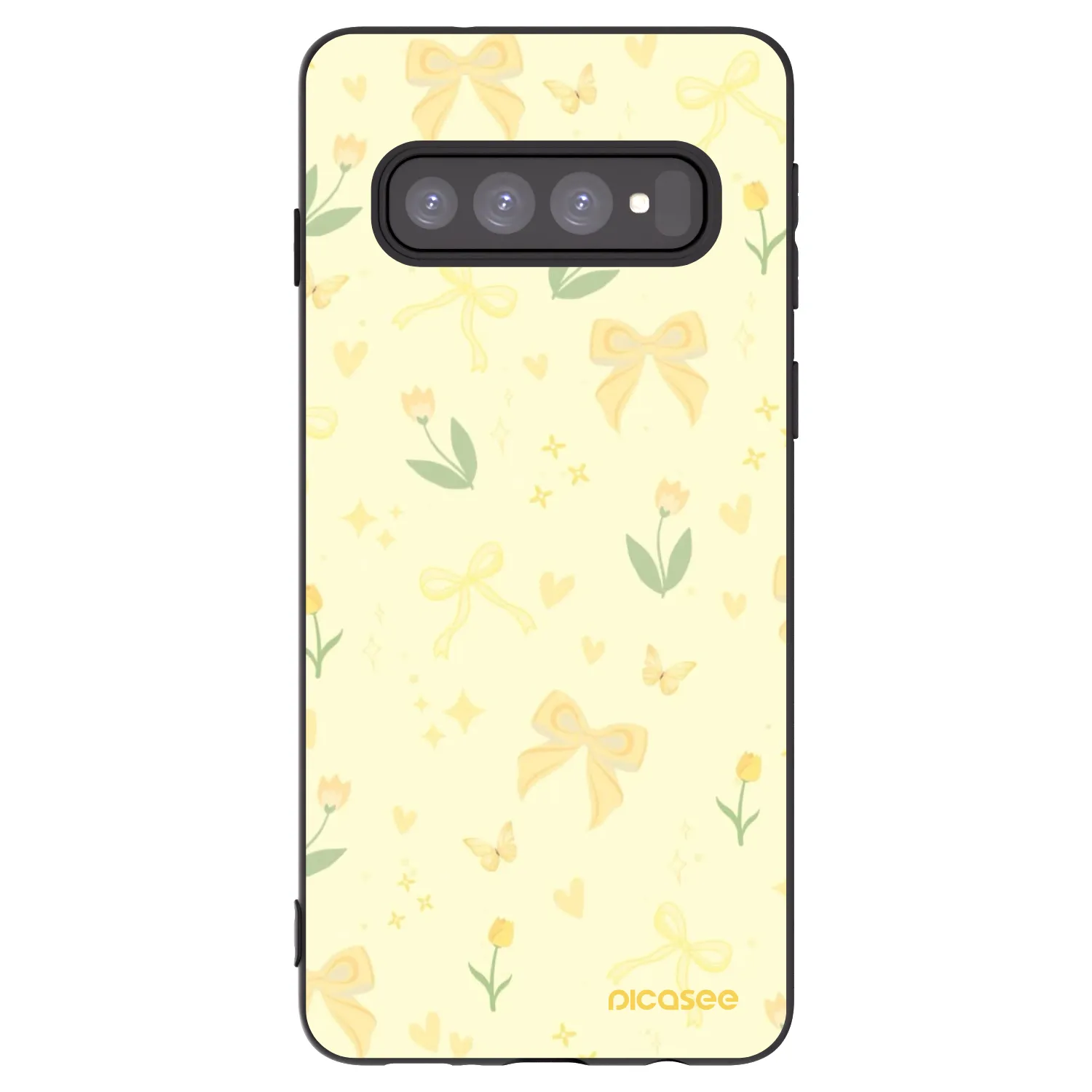Picasee husă neagră din silicon pentru Samsung Galaxy S10 G973 - Honey Blossom