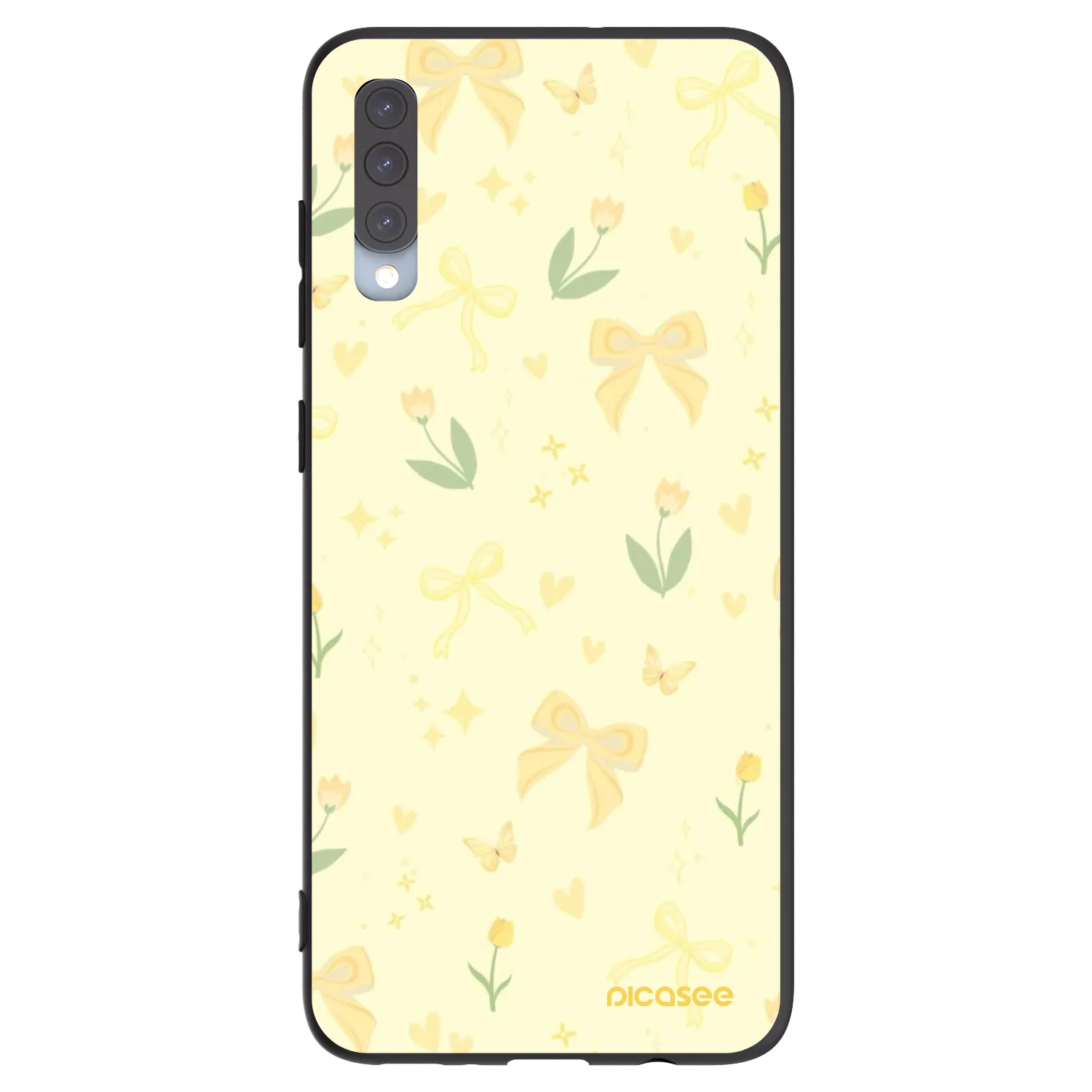 Picasee husă neagră din silicon pentru Samsung Galaxy A70 A705F - Honey Blossom