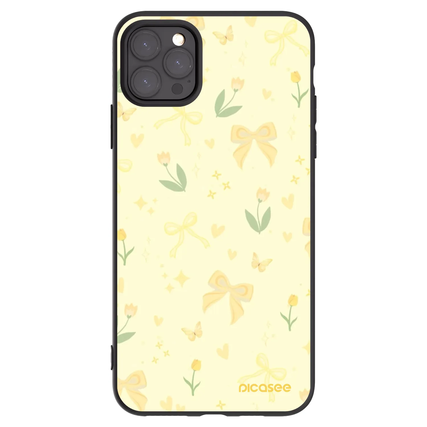 Picasee husă neagră din silicon pentru Apple iPhone 11 Pro Max - Honey Blossom
