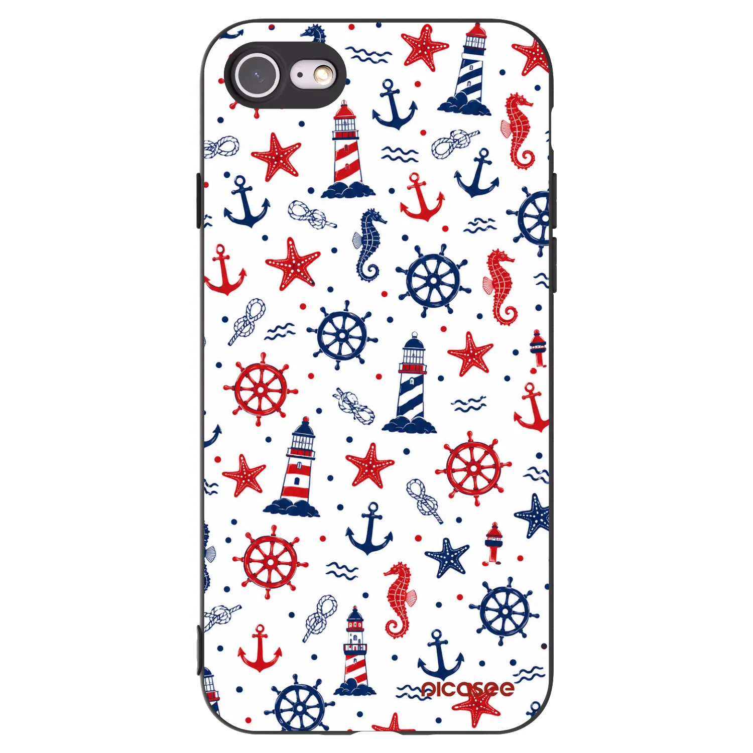 Picasee husă neagră din silicon pentru Apple iPhone 8 - Sailor Vibes