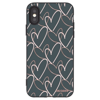 Picasee husă neagră din silicon pentru Apple iPhone X/XS - Lots of love