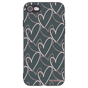 Picasee husă neagră din silicon pentru Apple iPhone 7 - Lots of love