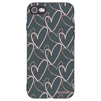 Picasee husă neagră din silicon pentru Apple iPhone 8 - Lots of love