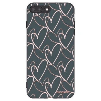 Picasee husă neagră din silicon pentru Apple iPhone 8 Plus - Lots of love