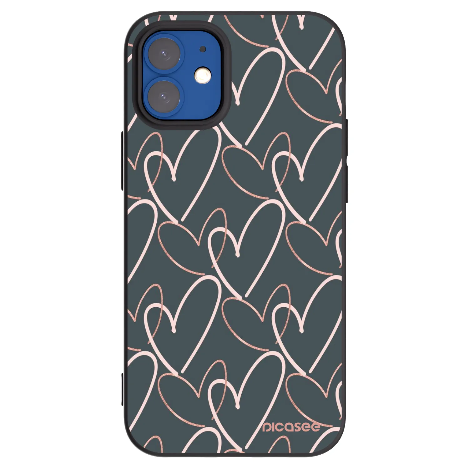 Picasee husă neagră din silicon pentru Apple iPhone 12 mini - Lots of love