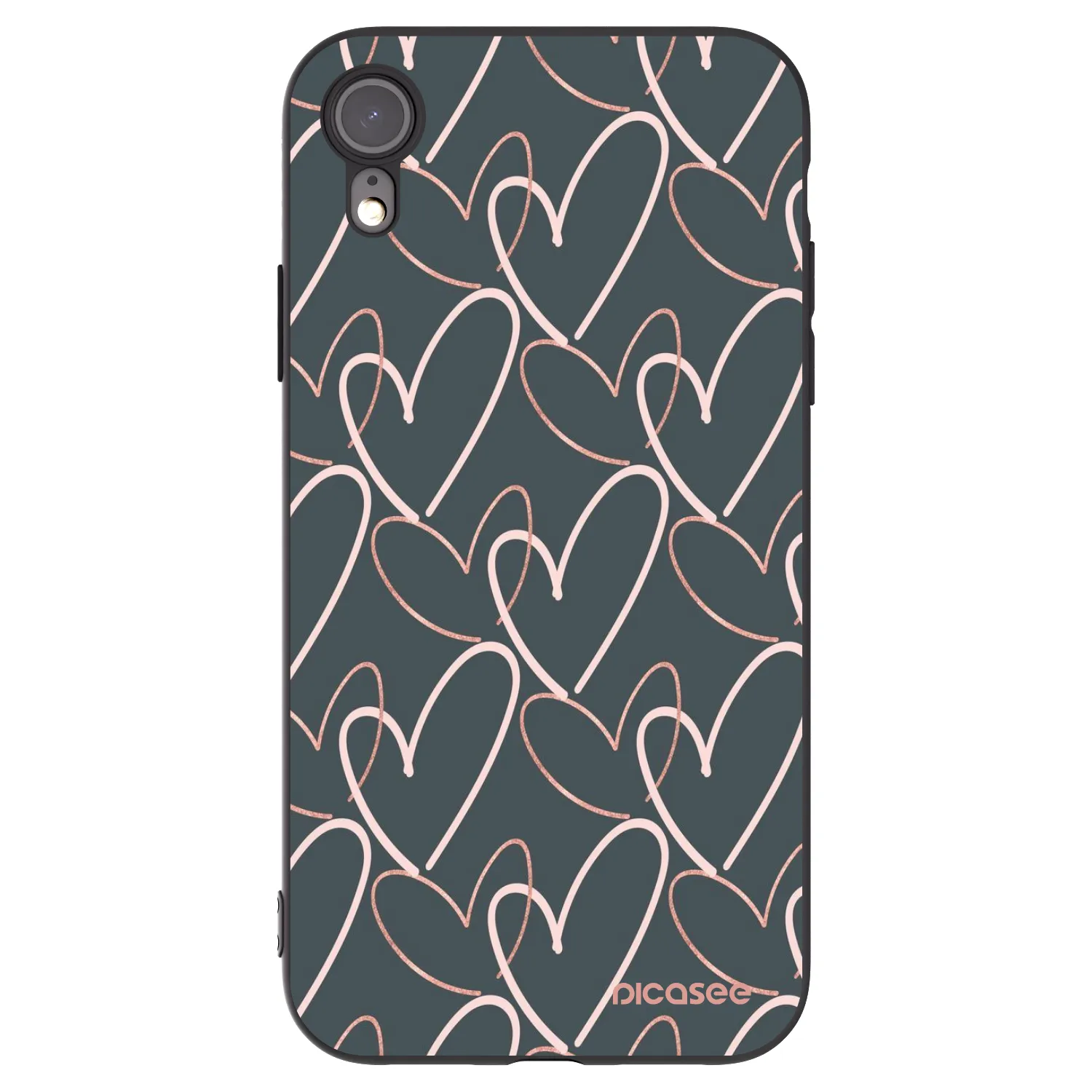 Picasee husă neagră din silicon pentru Apple iPhone XR - Lots of love