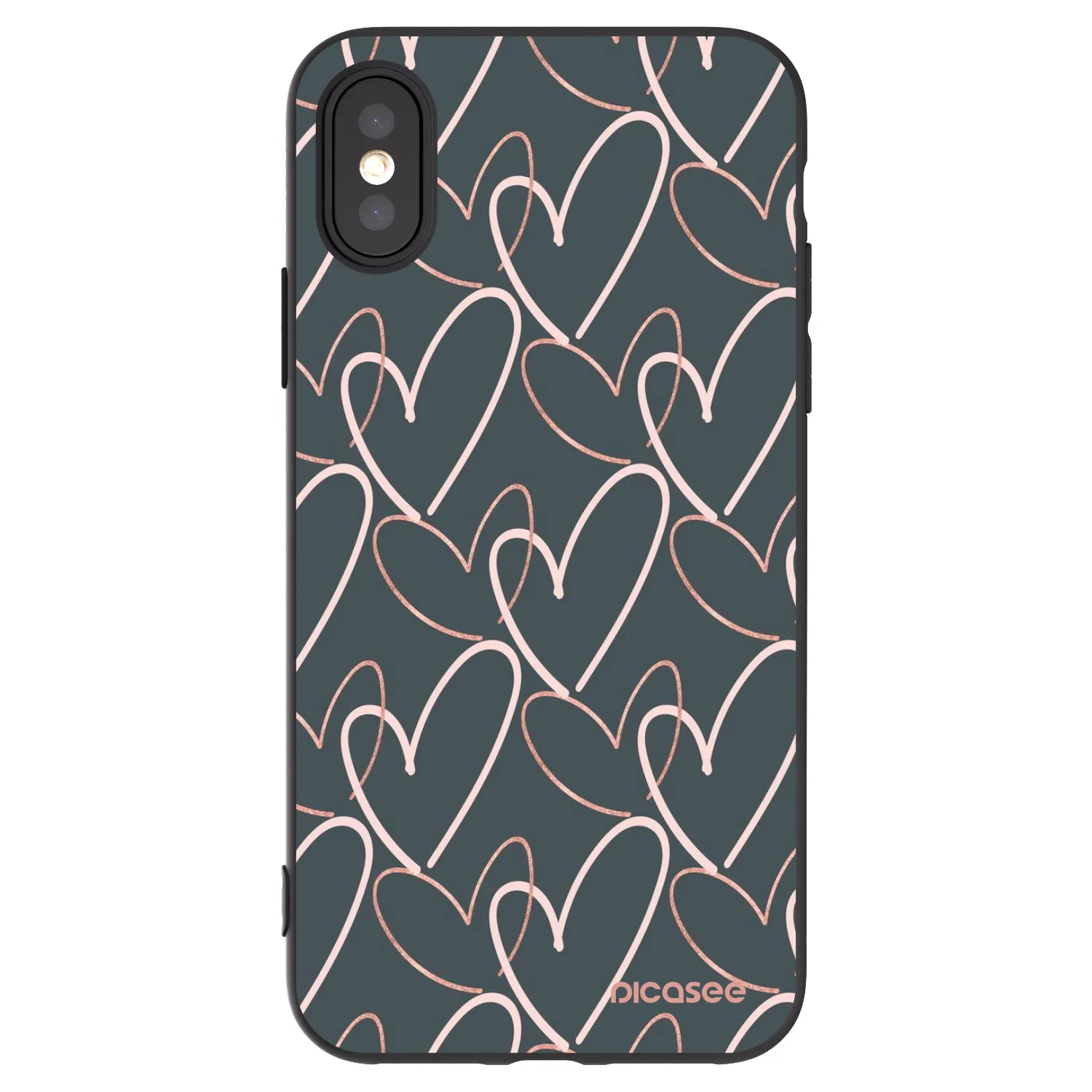 Picasee husă neagră din silicon pentru Apple iPhone X/XS - Lots of love