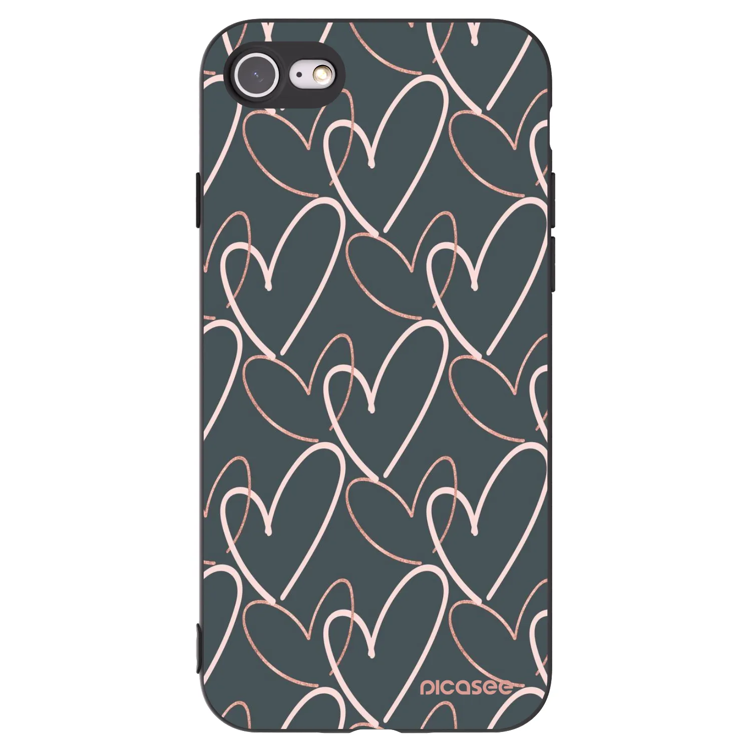 Picasee husă neagră din silicon pentru Apple iPhone 7 - Lots of love