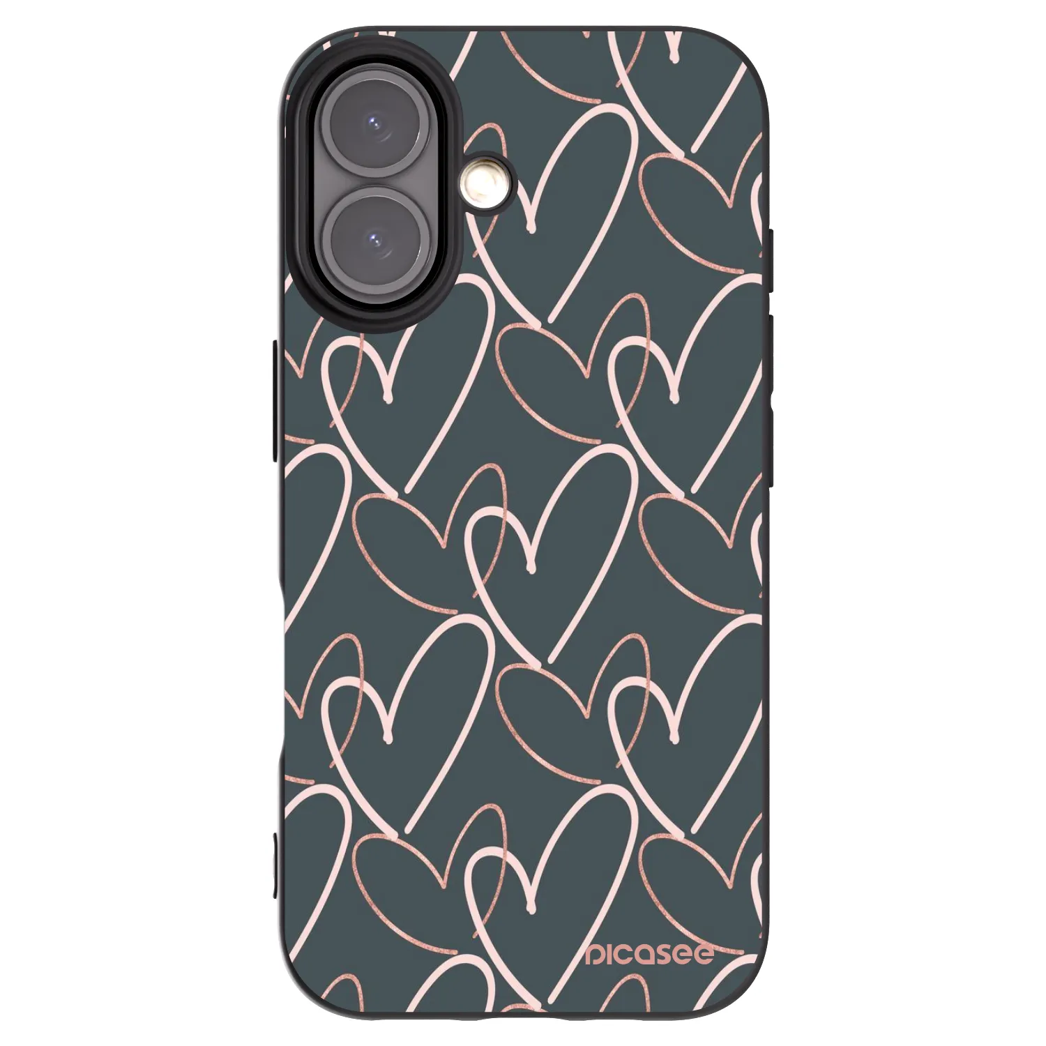 Picasee husă neagră din silicon pentru Apple iPhone 16 - Lots of love