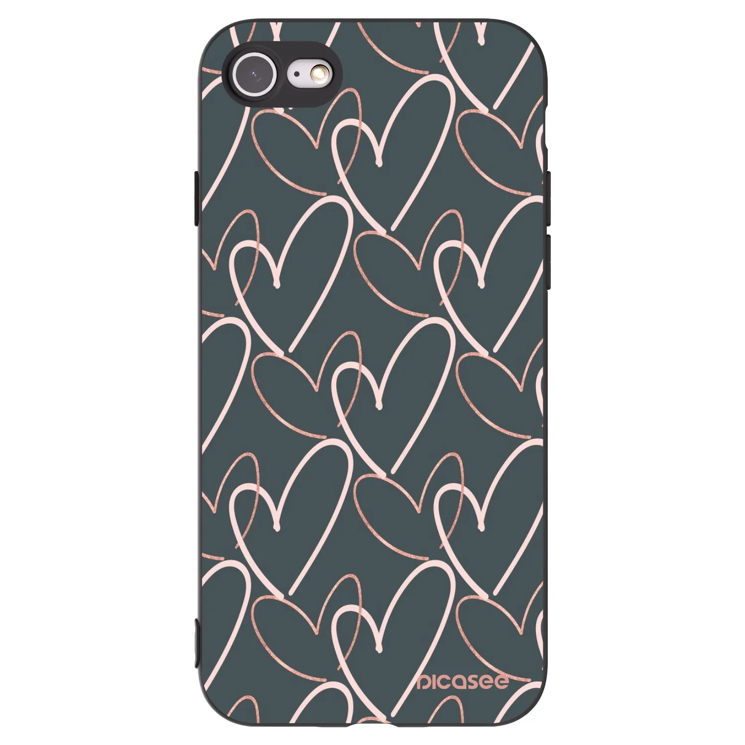 Picasee husă neagră din silicon pentru Apple iPhone 8 - Lots of love