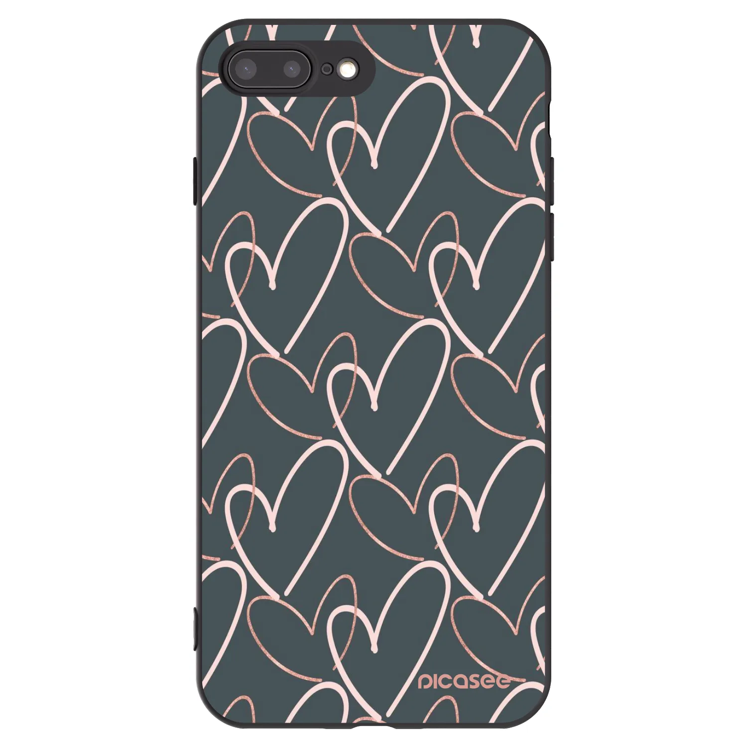 Picasee husă neagră din silicon pentru Apple iPhone 7 Plus - Lots of love