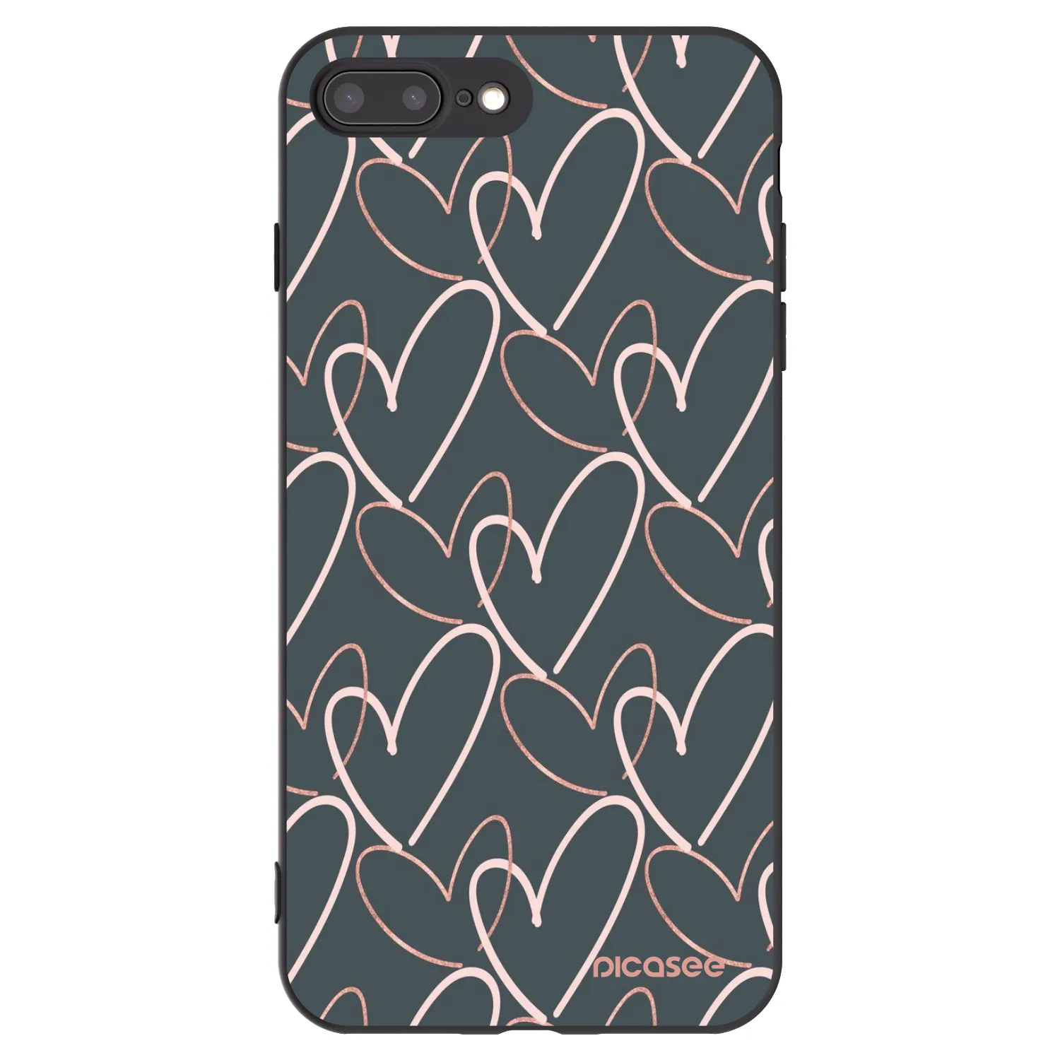 Picasee husă neagră din silicon pentru Apple iPhone 8 Plus - Lots of love