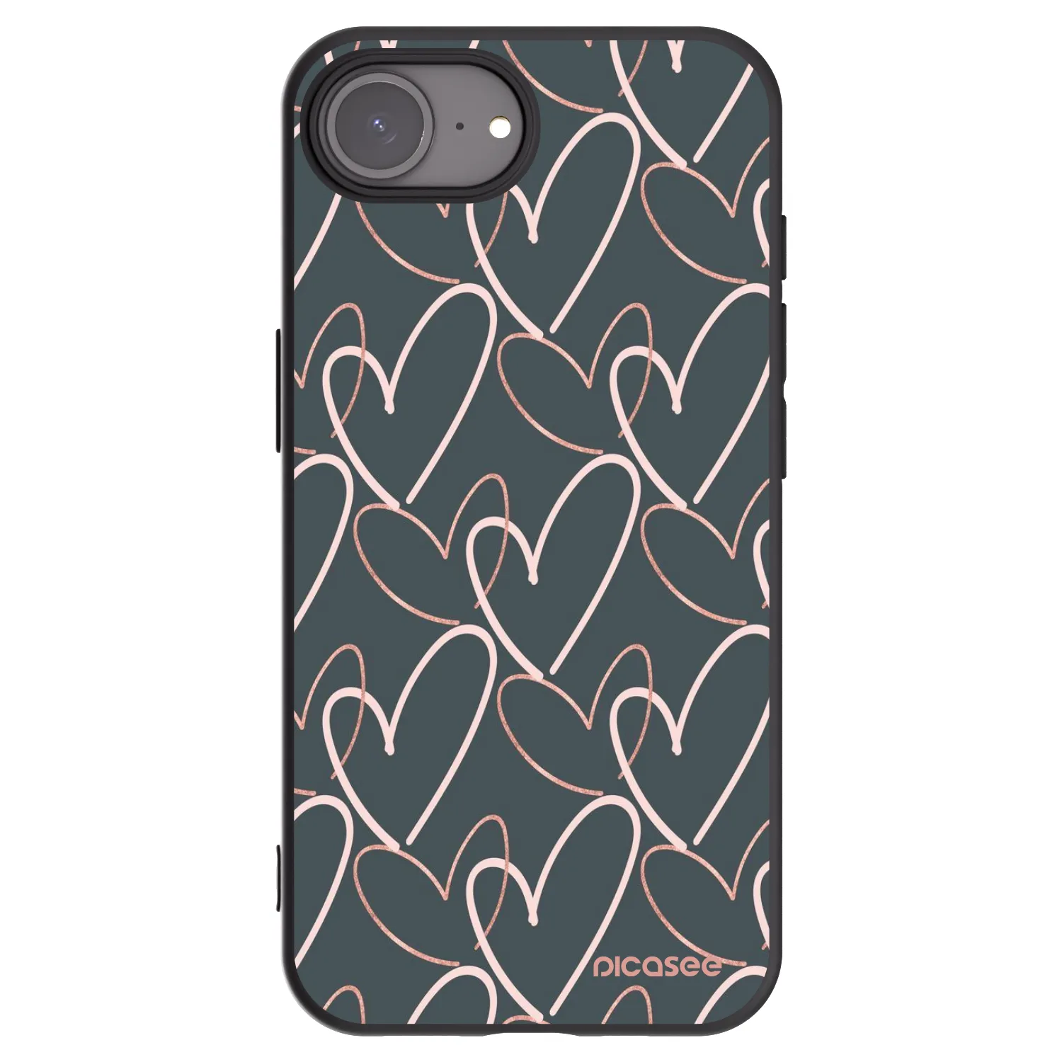 Picasee husă neagră din silicon pentru Apple iPhone 16e - Lots of love