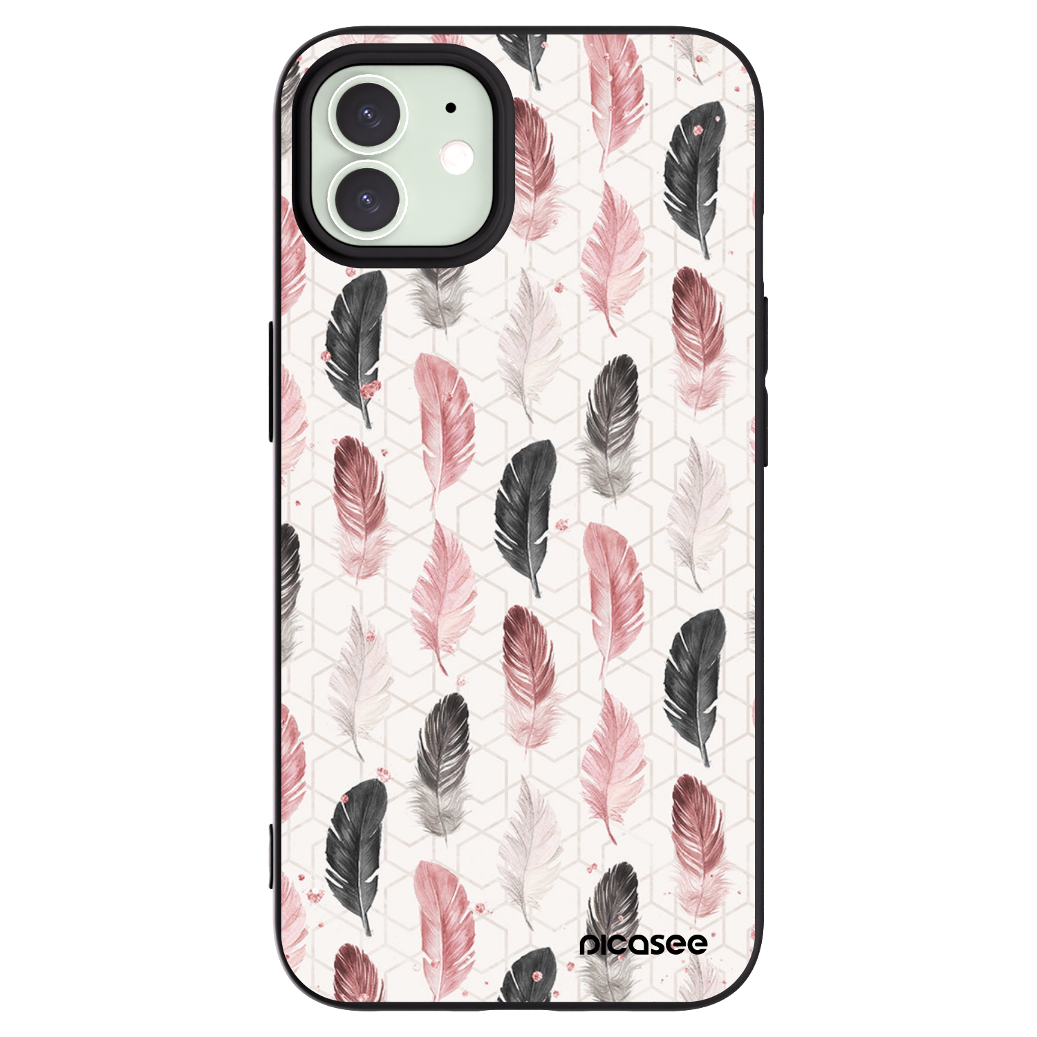 Picasee husă neagră din silicon pentru Apple iPhone 12 - Feather 2