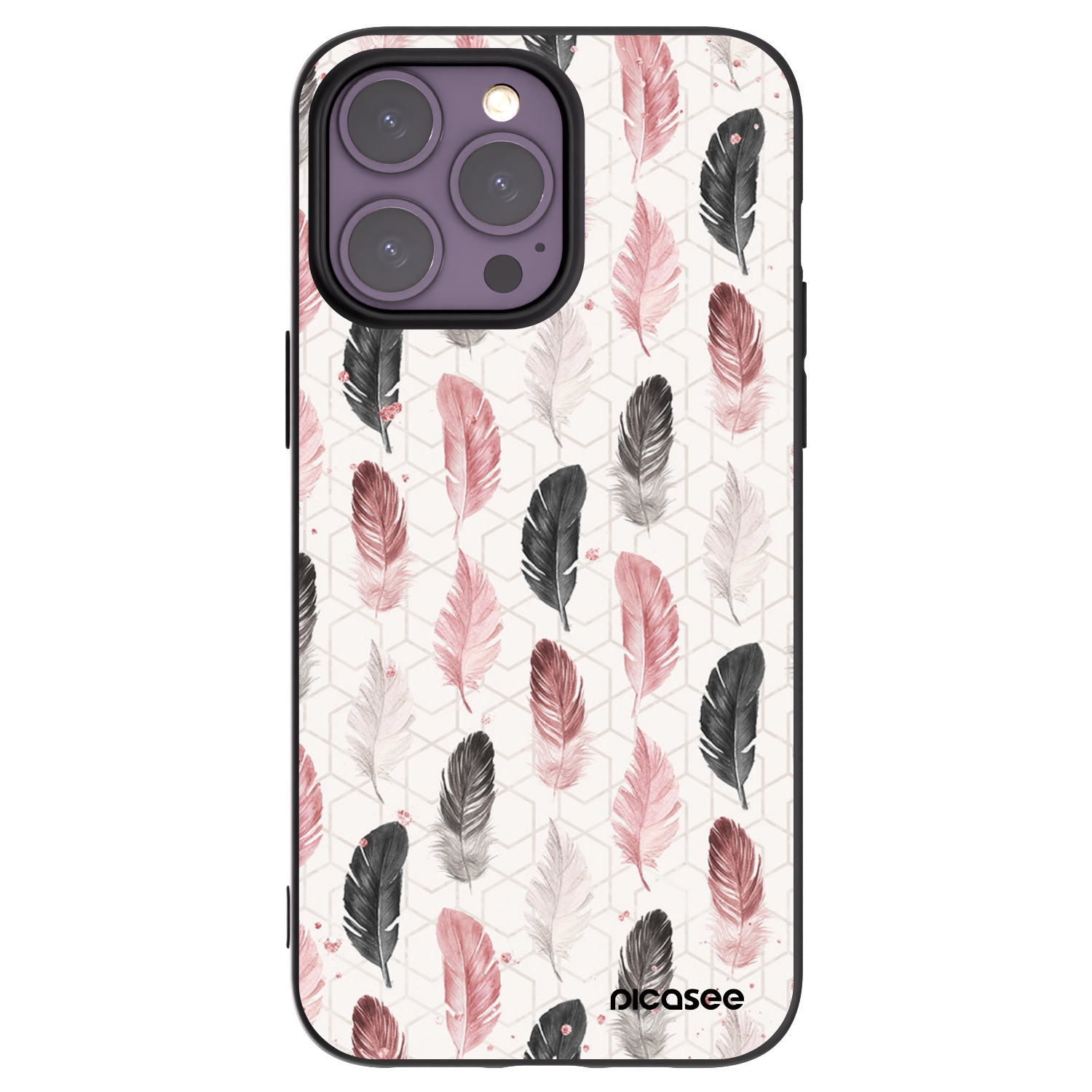 Picasee husă neagră din silicon pentru Apple iPhone 14 Pro Max - Feather 2