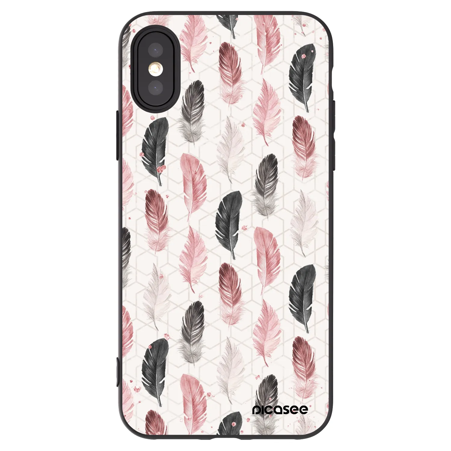 Picasee husă neagră din silicon pentru Apple iPhone X/XS - Feather 2
