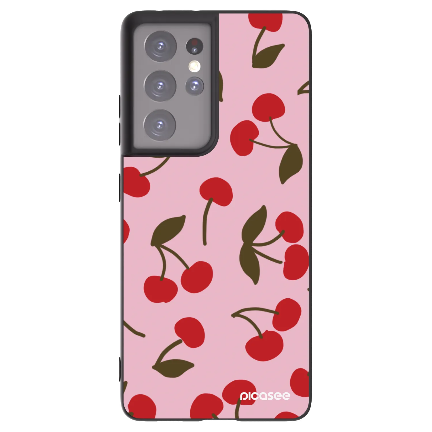 Picasee husă neagră din silicon pentru Samsung Galaxy S21 Ultra 5G G998B - Cherry