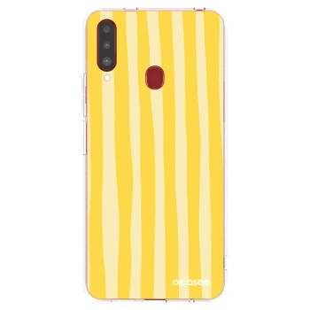 Picasee husă transparentă din silicon pentru Samsung Galaxy A20s - Lines lemon