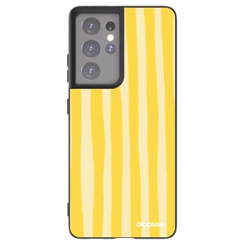 Picasee husă neagră din silicon pentru Samsung Galaxy S21 Ultra 5G G998B - Lines lemon