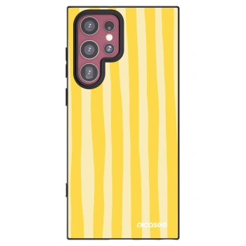 Picasee husă neagră din silicon pentru Samsung Galaxy S22 Ultra 5G - Lines lemon