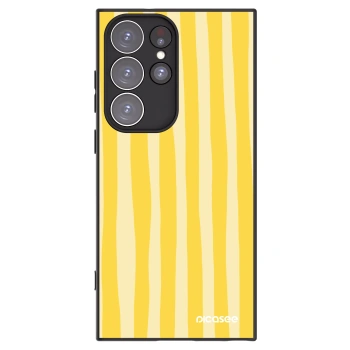 Picasee husă neagră din silicon pentru Samsung Galaxy S23 Ultra 5G - Lines lemon