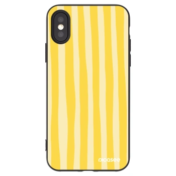 Picasee husă neagră din silicon pentru Apple iPhone X/XS - Lines lemon