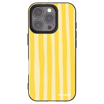 Picasee husă neagră din silicon pentru Apple iPhone 16 Pro - Lines lemon