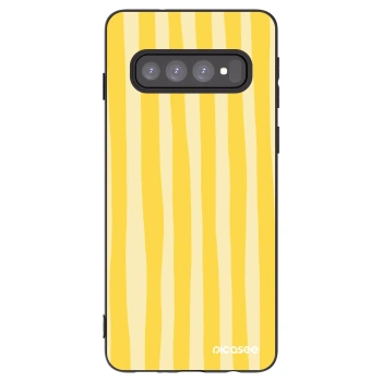 Picasee husă neagră din silicon pentru Samsung Galaxy S10 G973 - Lines lemon