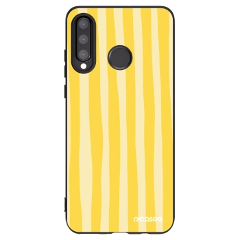 Picasee husă neagră din silicon pentru Huawei P30 Lite - Lines lemon