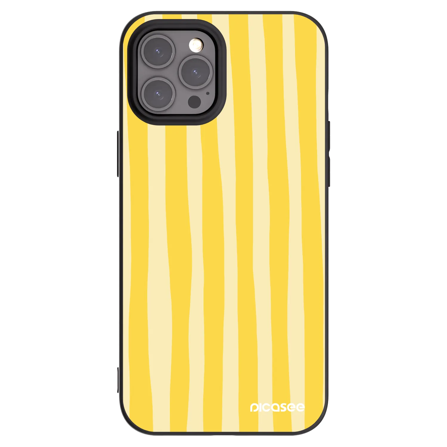 Picasee husă neagră din silicon pentru Apple iPhone 12 Pro Max - Lines lemon