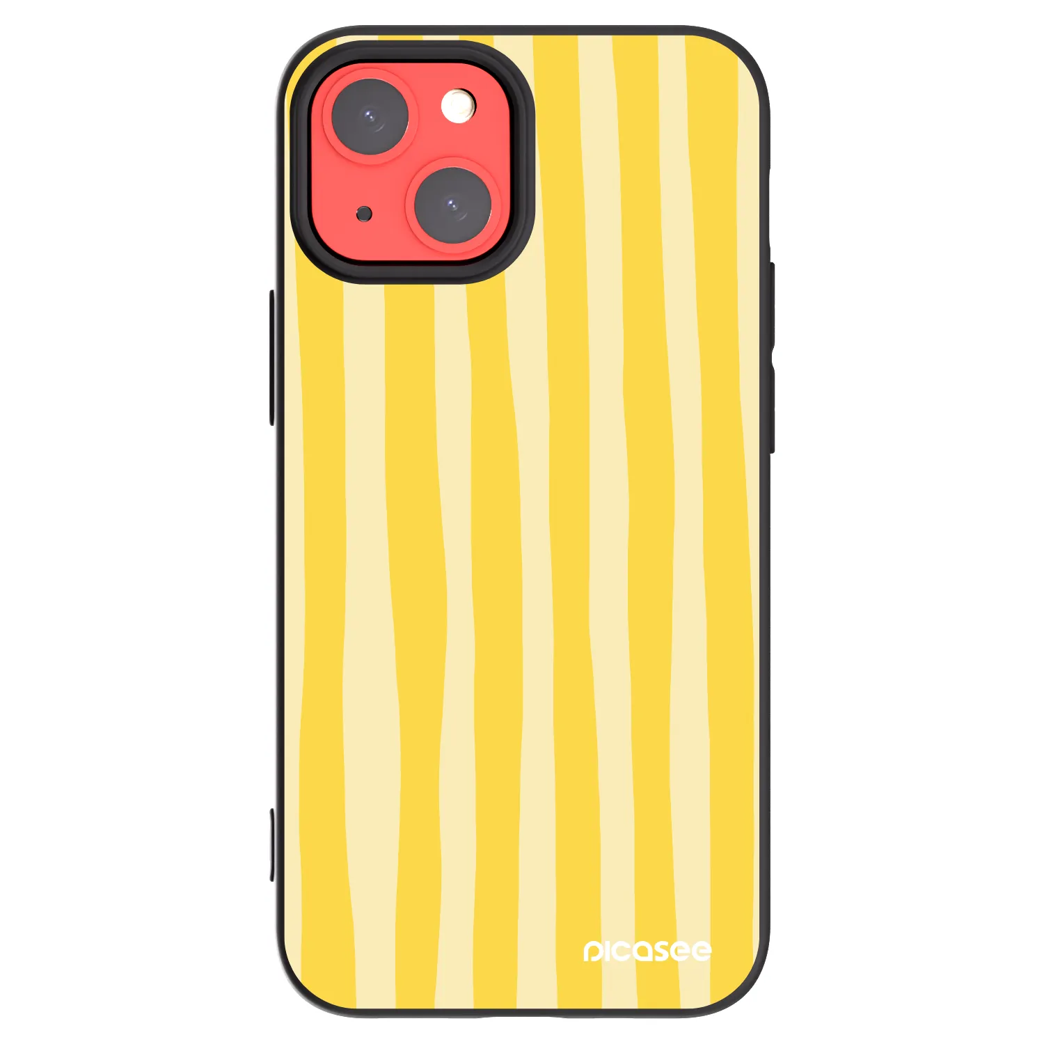 Picasee husă neagră din silicon pentru Apple iPhone 13 mini - Lines lemon