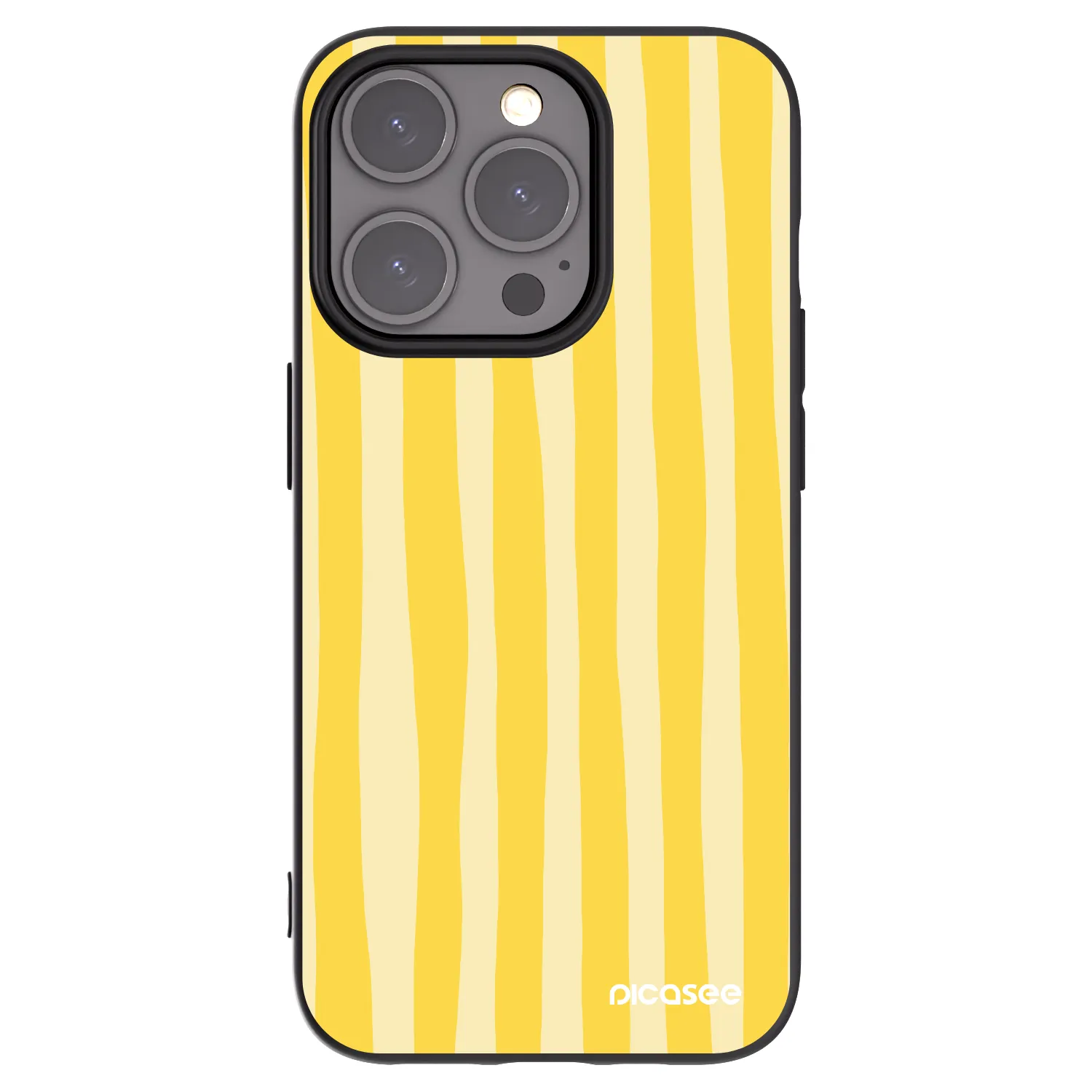 Picasee husă neagră din silicon pentru Apple iPhone 15 Pro - Lines lemon
