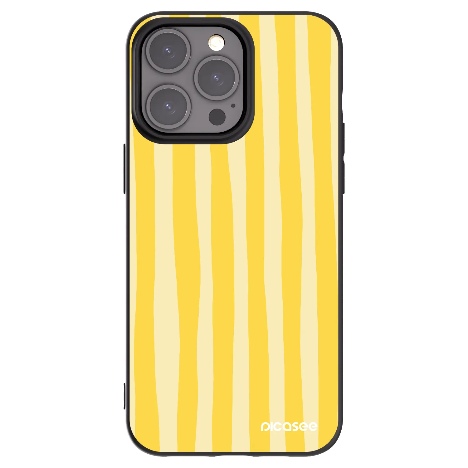 Picasee husă neagră din silicon pentru Apple iPhone 15 Pro Max - Lines lemon