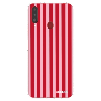Picasee husă transparentă din silicon pentru Samsung Galaxy A20s - Lines red