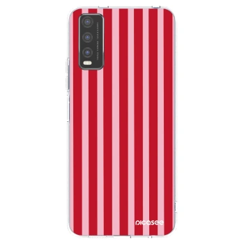 Picasee husă transparentă din silicon pentru Vivo Y20s - Lines red