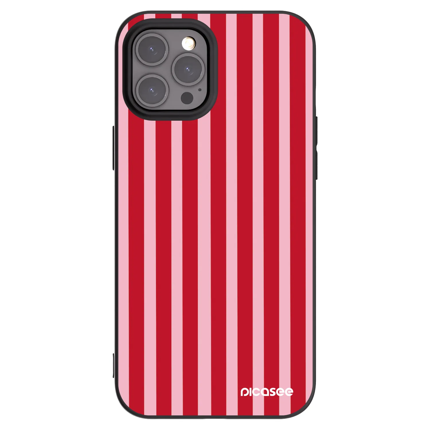 Picasee husă neagră din silicon pentru Apple iPhone 12 Pro Max - Lines red