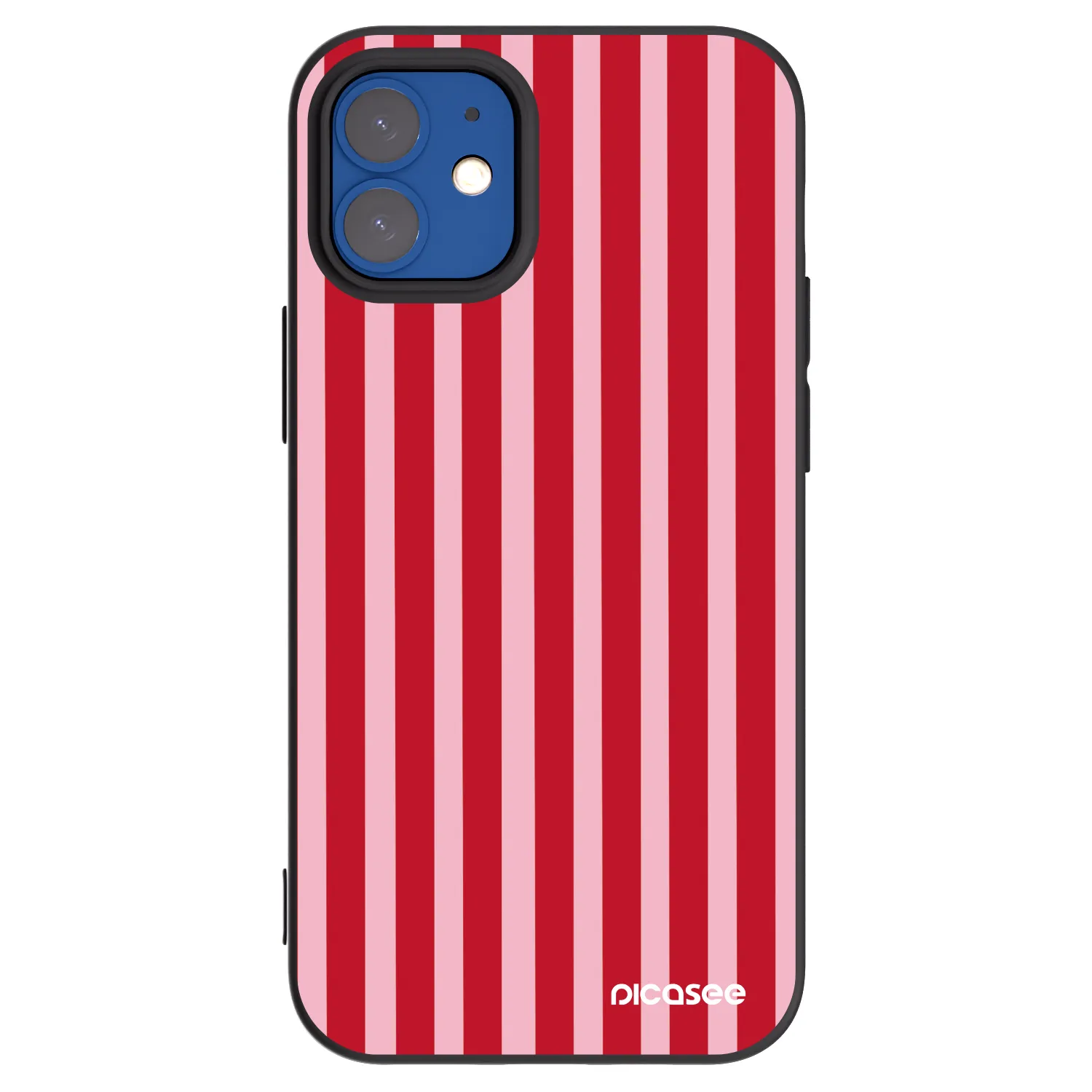 Picasee husă neagră din silicon pentru Apple iPhone 12 mini - Lines red