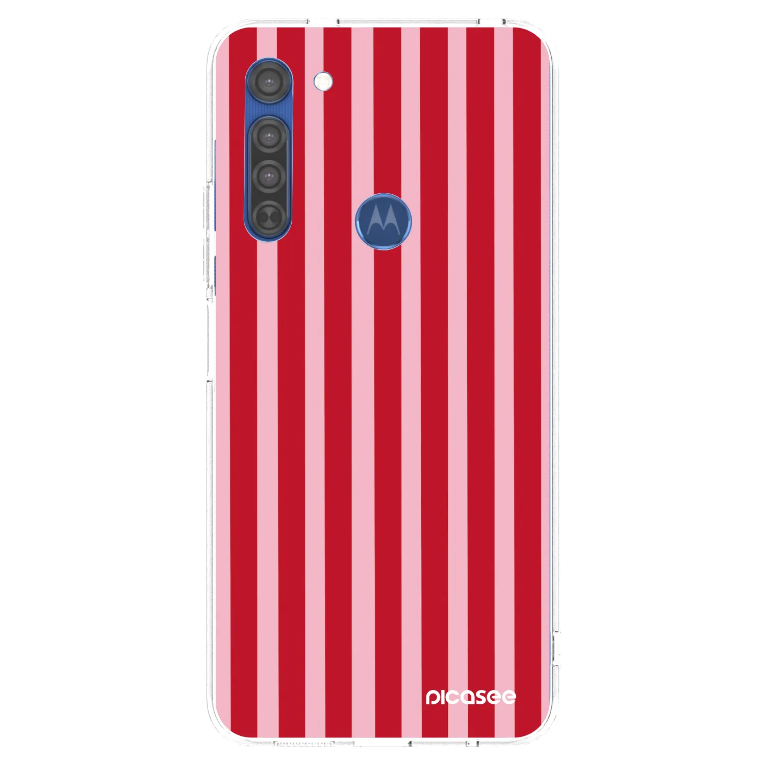 Picasee husă transparentă din silicon pentru Motorola Moto G8 - Lines red