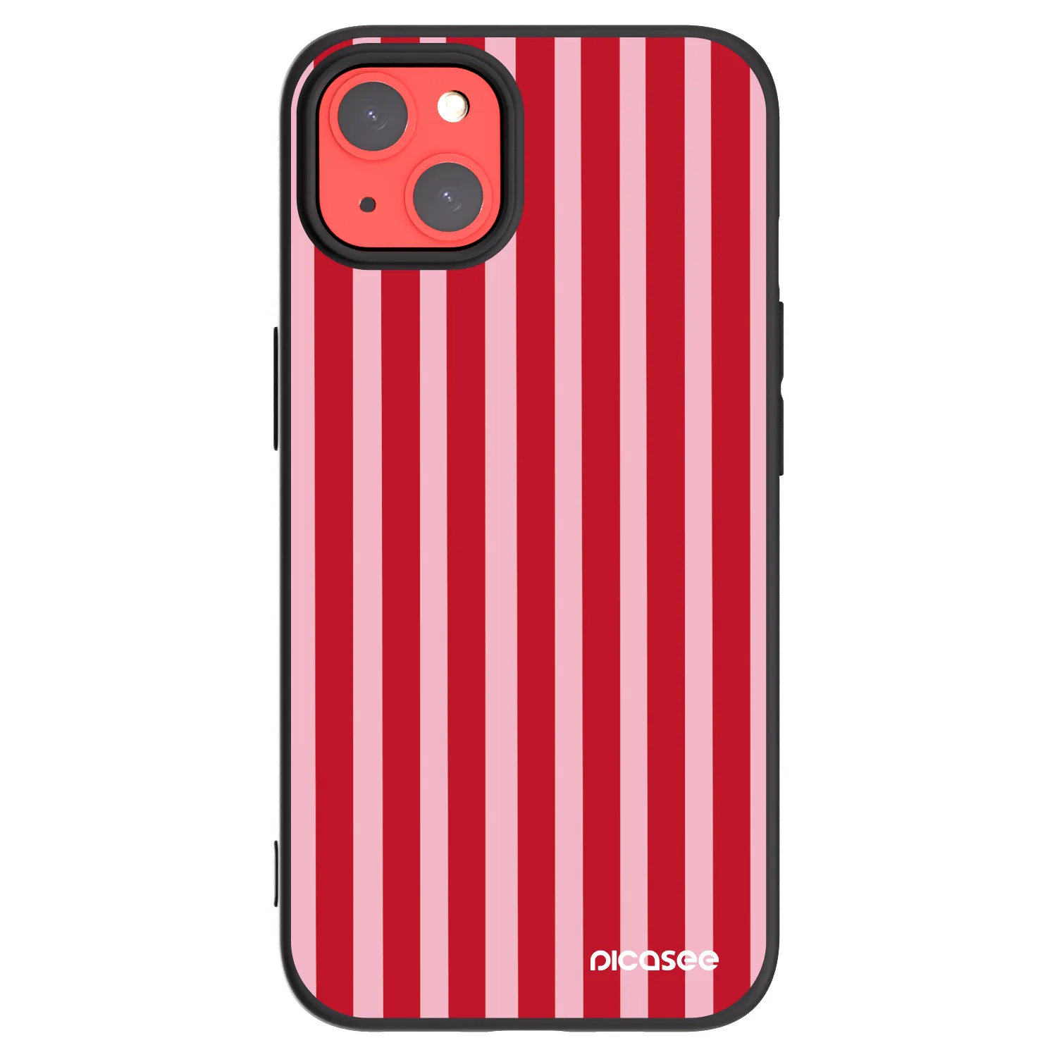 Picasee husă neagră din silicon pentru Apple iPhone 13 - Lines red