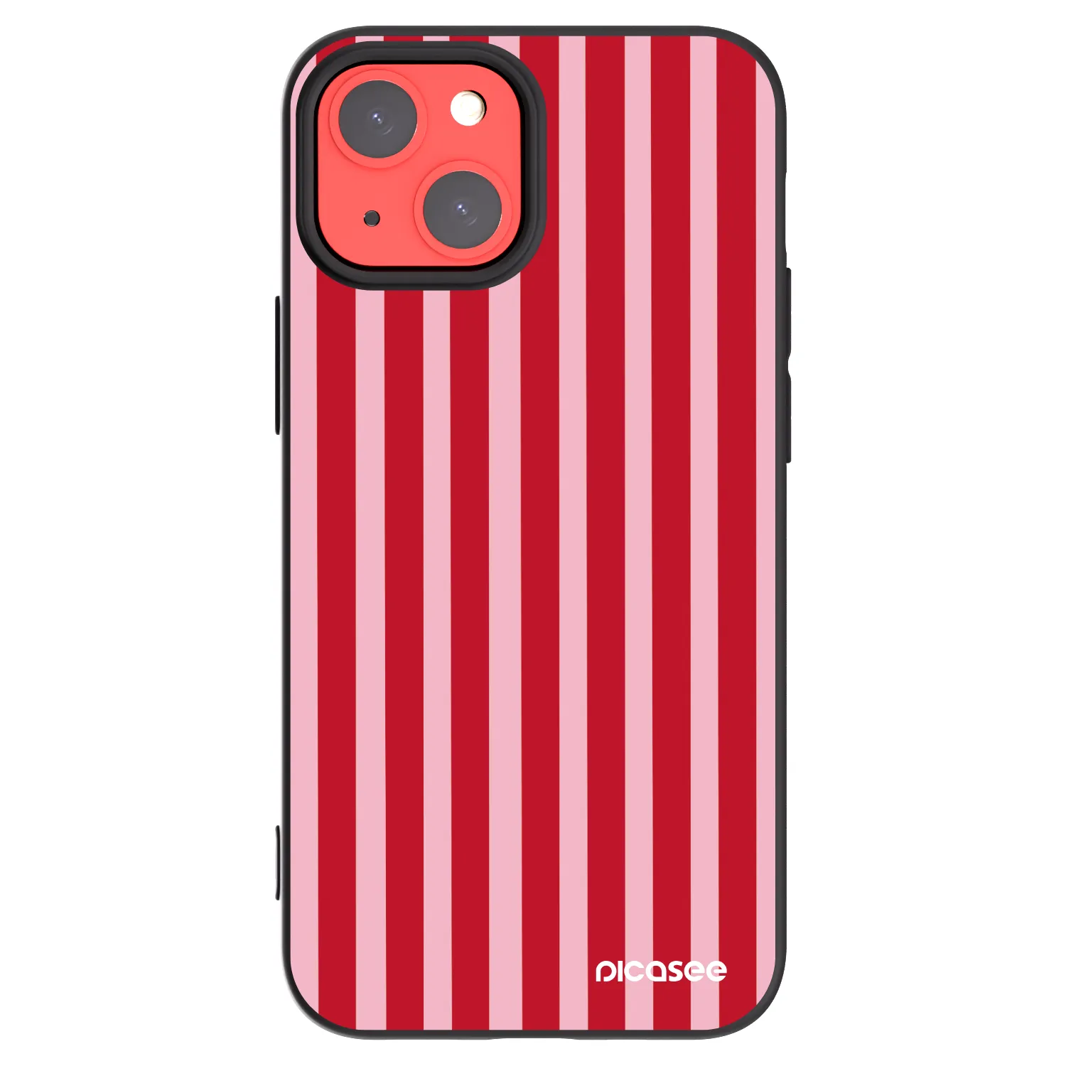 Picasee husă neagră din silicon pentru Apple iPhone 13 mini - Lines red