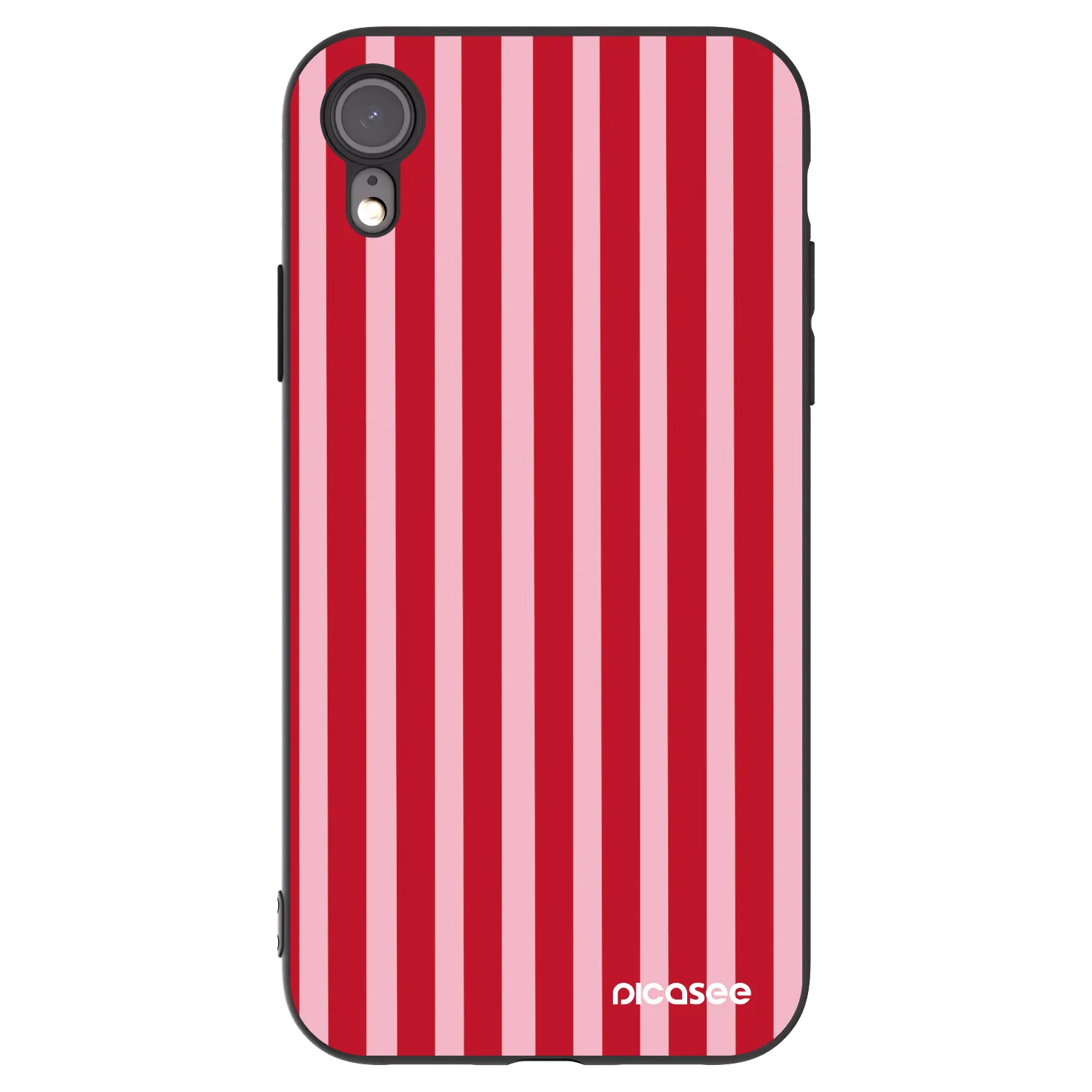 Picasee husă neagră din silicon pentru Apple iPhone XR - Lines red