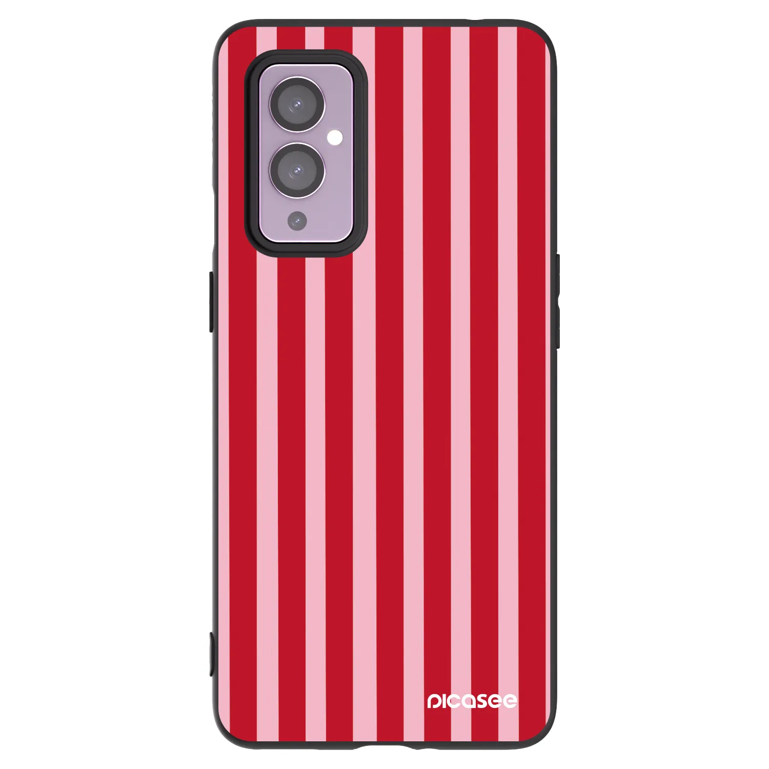 Picasee husă neagră din silicon pentru OnePlus 9 - Lines red