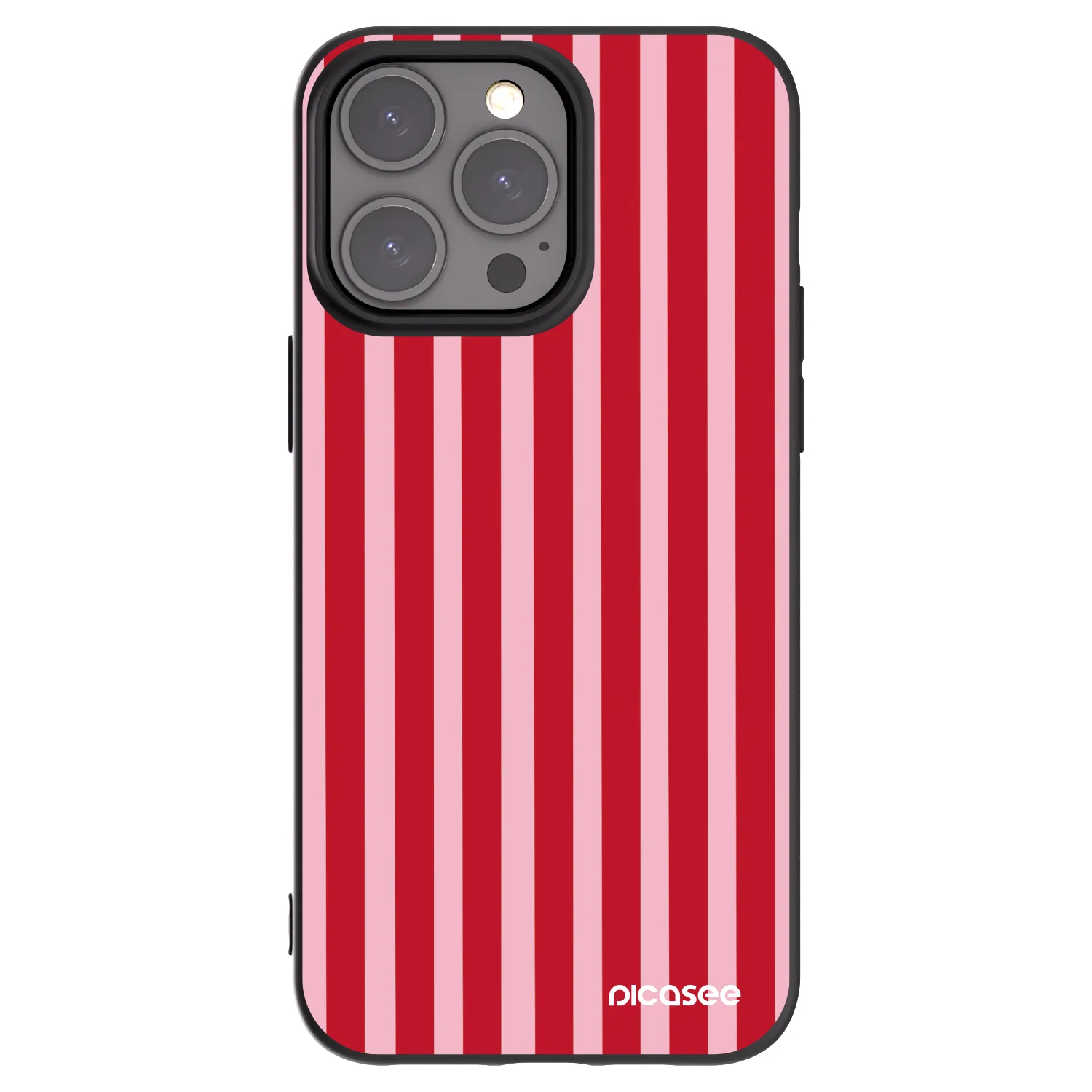 Picasee husă neagră din silicon pentru Apple iPhone 15 Pro Max - Lines red
