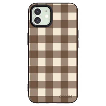 Picasee husă neagră din silicon pentru Apple iPhone 12 - Brown grid